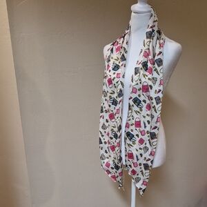 Vintage White and Pink Patterned Scarf